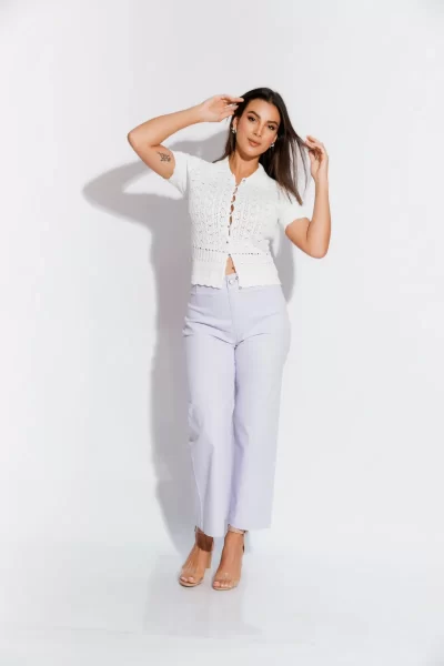 Blusa Blanca Manga Corta de Botones