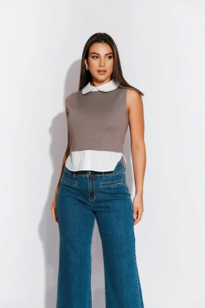 Blusa con chaleco café