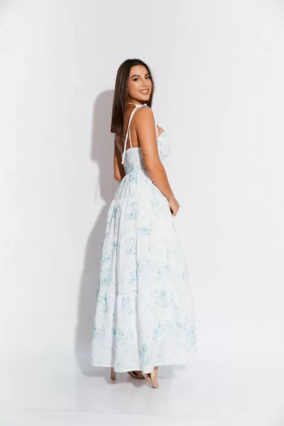 Vestido Celeste Floral de Tirantes