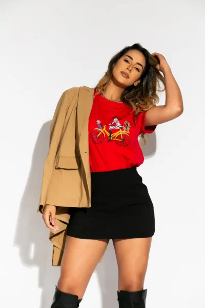 Blusa Roja de Bicicleta Manga Mini